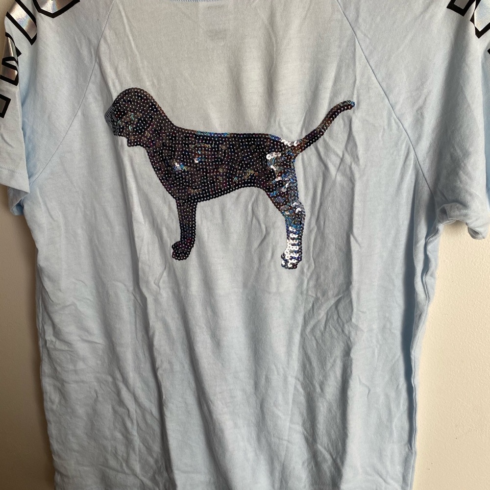 Victoria’s Secret PINK blue v neck bling top
